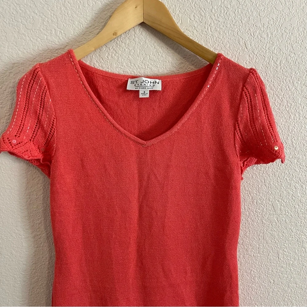 St. John Evening by Marie Gray Santana Knit Short Sleeve Sheath Dress y2k 2000s - Picture 3 of 8